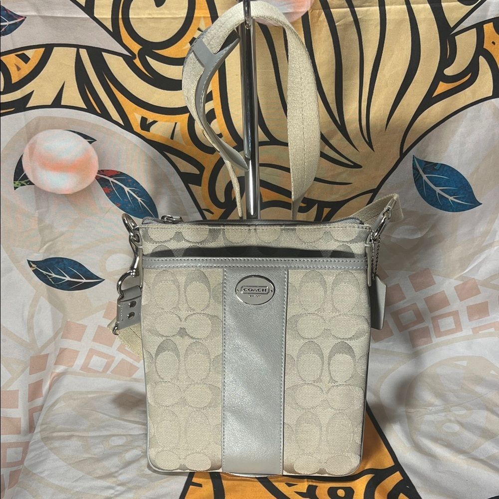 Coach Sutton Signature Jacquard Swingpack Slim Crossbody Bag.